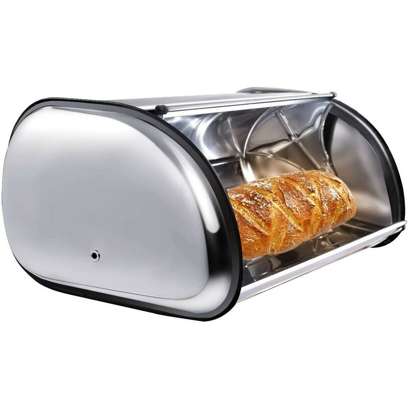 Boîte à pain, en acier inoxydable, Corbeille à pain 442718 cm - Argent en acier inoxydable