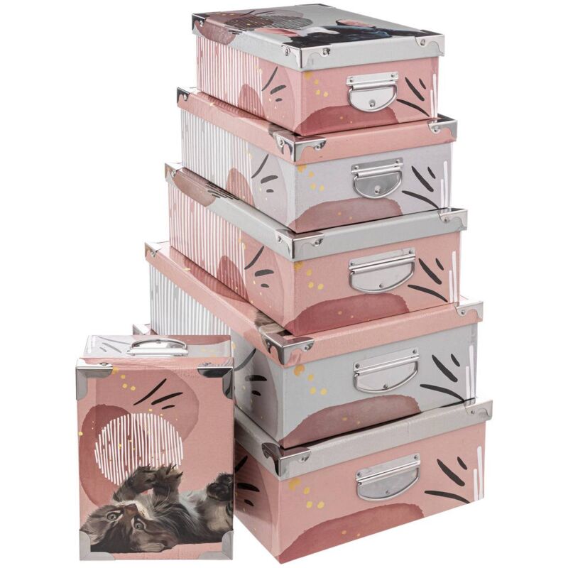 6 boîtes rose coins métal - 5five