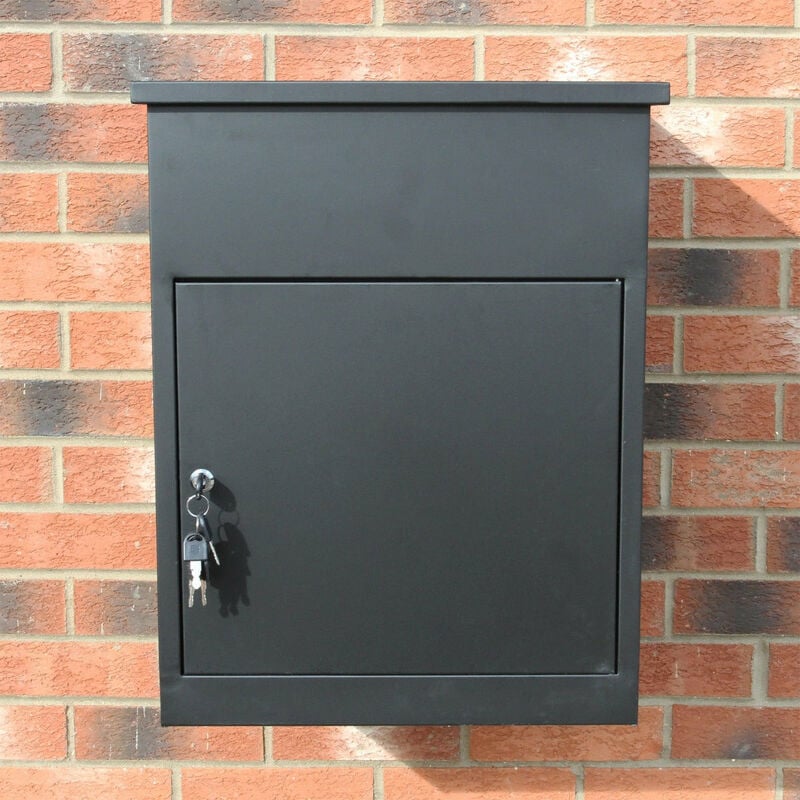 Monster-shop - Boîte à Parcels Colis Sécurisée Livraison Colissimo Large Boîte aux Lettres 58 cm Hauteur Noire