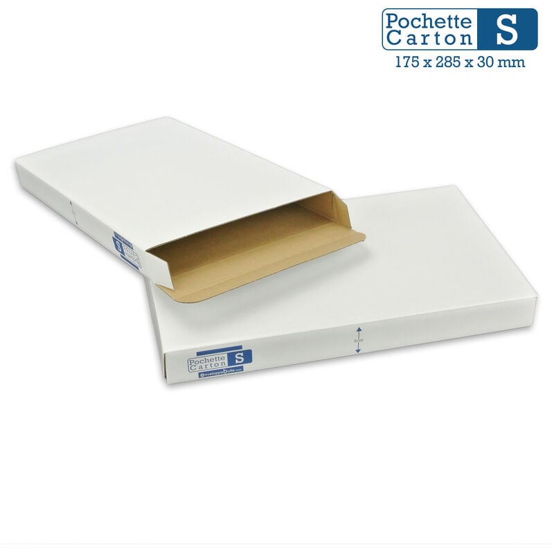 Lot de 500 Boîtes Pochettes Carton s - hauteur 3cm - format 175x285 mm