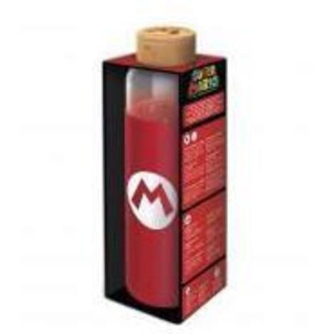 Botella cristal Super Mario Bros Nintendo funda silicona 585ml
