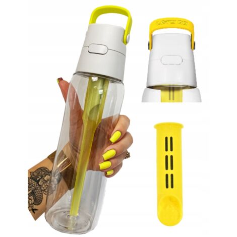 Botella de agua Dafi Solid con filtro, amarilla, 0,7 l, fabricada en Tritan