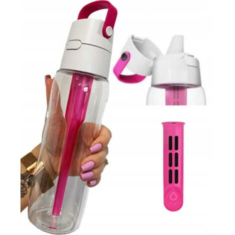 Botella de agua Dafi Solid con filtro, color rosa, 0,7 l, fabricada en Tritan