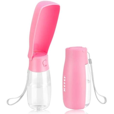 Botella de agua de 550 ml para perros y gatos, botella dispensadora de agua portátil con botón de bloqueo y filtro de carbón activado adecuada para acampar y hacer senderismo