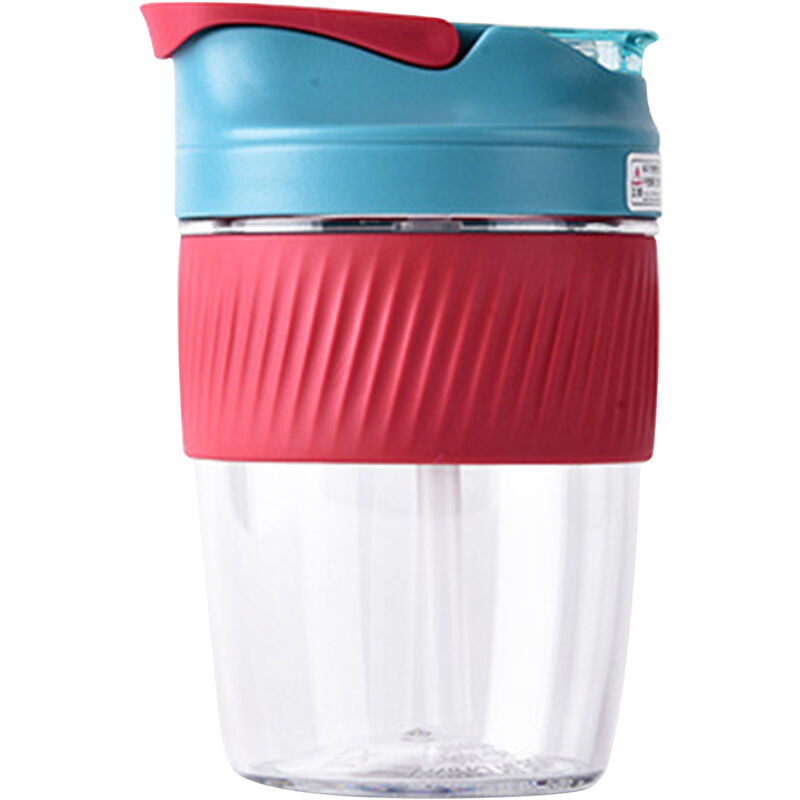 

Botella de agua de 600 ml con pajita Botella de cafe a prueba de fugas con aislamiento de silicona Funda para taza Reutilizable y sin BPA Botellas