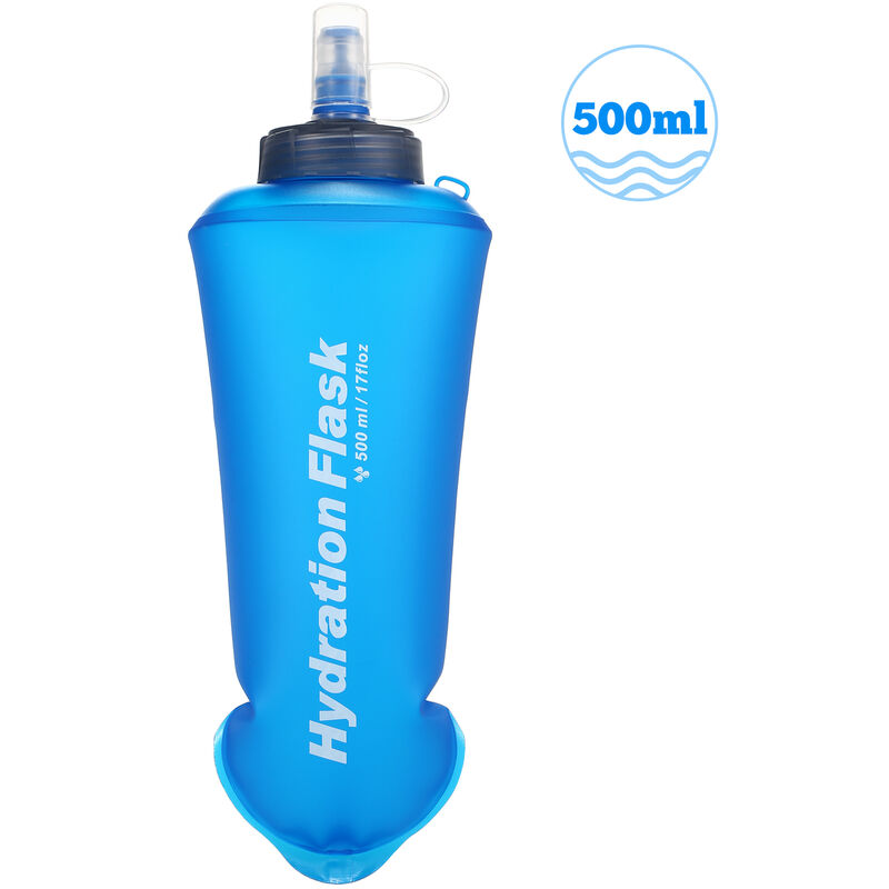 

Botella de agua de TPU plegable suave de 500 ml para correr, caminar, ciclismo, escalada, azul, 500 ml