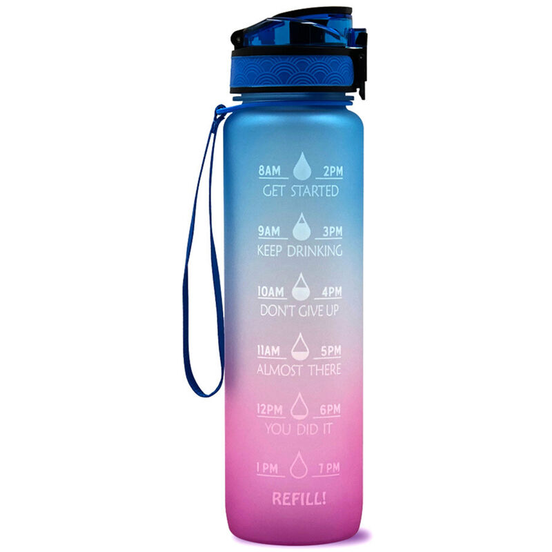 

Botella de agua deportiva, con marcador de tiempo, sin BPA y a prueba de fugas, Jarra de agua Fitness Sport 1L,Azul rojo