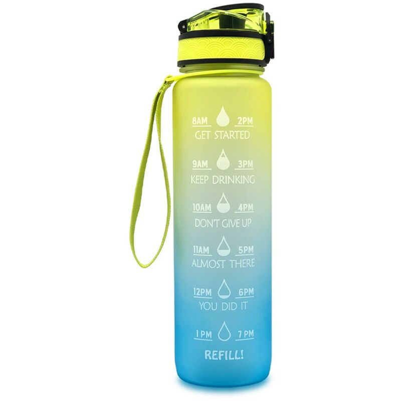 

Botella de agua deportiva con marcador de tiempo Libre de BPA y a prueba de fugas Hervidor de agua reutilizable portatil Fitness Sport 1L Jarra de