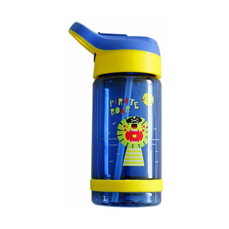 

Happyshopping - Botella de agua para ninos con pajita, 18 onzas a prueba de fugas, no toxico, sin olor, vasos de pajita portatiles para bebes y