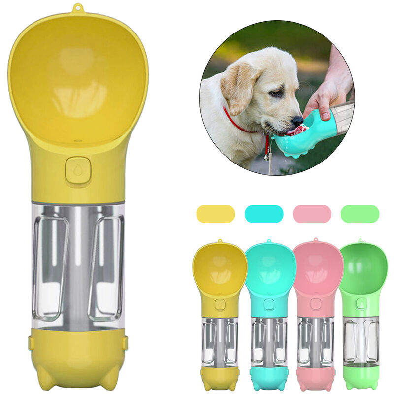 

Botella de agua para perros Botella de agua de viaje para perros Dispensador de agua portatil para perros 300ML con caja de bolsa de caca Pala para