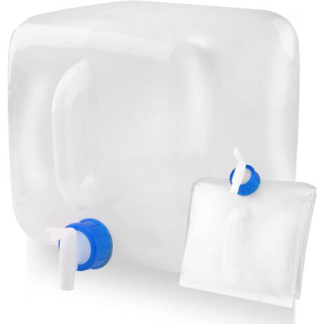 Botella de agua plegable de 20 litros Tanque de agua plegable con grifo Latas plegables de gran capacidad Almacenamiento de agua portátil para acampar Tanque de agua suave cuadrado de LDPE con asa par