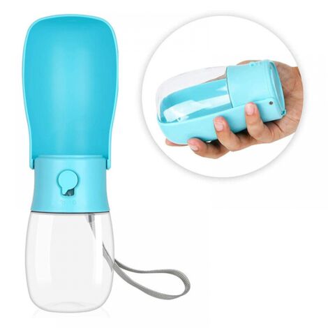 Botella de agua plegable para perros de 300 ml, portátil, apta para perros y gatos, ideal para paseos, viajes y bebidas al aire libre, color azul.
