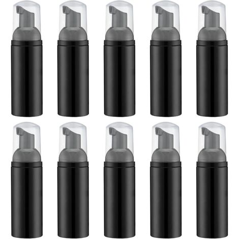Botella de jabón espumoso, champú espumoso de viaje vacío para limpiador, dispensador (60 ml, 10 unidades, negro)
