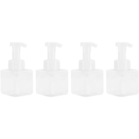 Botella de recarga de 250 ml, paquete de 4 botellas de plástico PETG transparentes con dosificador, dispensador de espuma con bomba con cierre para llevar.