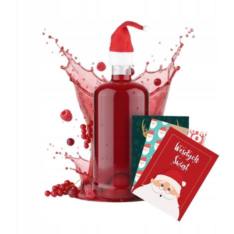 Botella de regalo TADEK 500 ml con etiqueta de gorro de Pap谩 Noel para licor de vino de 0,5 l