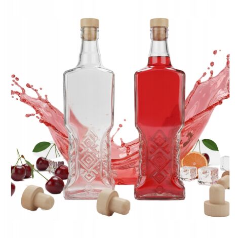 Botella de vidrio 500ml UCRANIA + Corcho para vino, jugos, licores 500 ml
