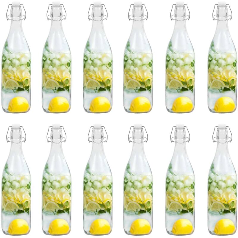 

Happyshopping - Botella de vidrio con cierre de clip 12 piezas 1 L