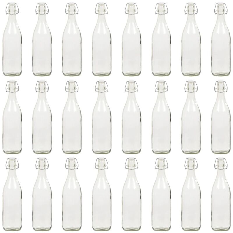 

Botellas de Vidrio con Cierre de Clip 1 L 24 Unidades - Transparente - Vidaxl