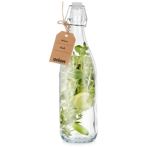 Botella de vidrio con clip de corcho para vino, licor, jarabe, jugo 1L