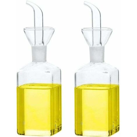 Botella de vidrio para aceite, dispensador de aceite de oliva, botella de vidrio para aceite de cocina, vinagre, dispensador medidor con pico vertedor para cocina y barbacoa (250 ml/8,54 oz, paquete d