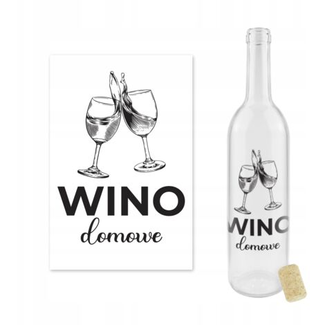 Botella de vino CON IMPRESI脫N 0,75l HOME WINE botellas de vidrio TRANSPARENTE