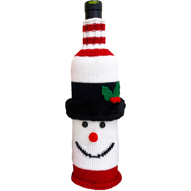 

Asupermall - Botella de vino de Navidad muneco de nieve cubierta de la botella de vino cubierta de punto de botella de vino de la cubierta para la