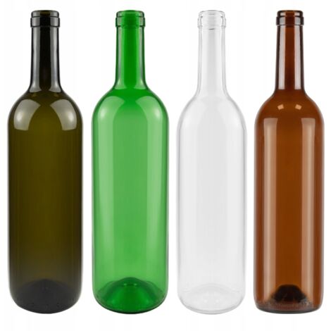 BOTELLA DE VINO TRANSPARENTE VERDE OLIVA + CORCHO