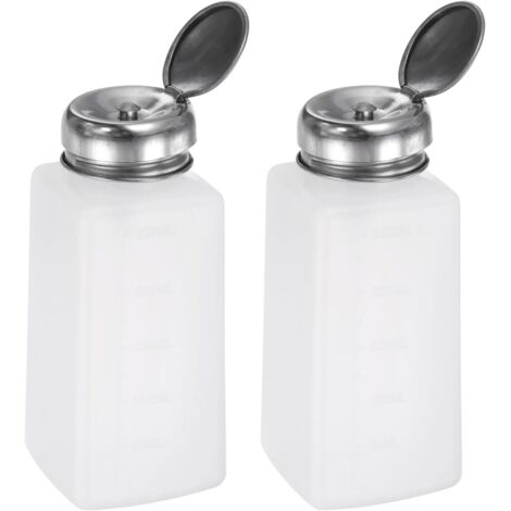 Botella dispensadora de solvente de alcohol de 250 ml (8,5 oz) con bomba de presión y tapa de sellado de acero inoxidable para solución de acetona, color azul, paquete de 2