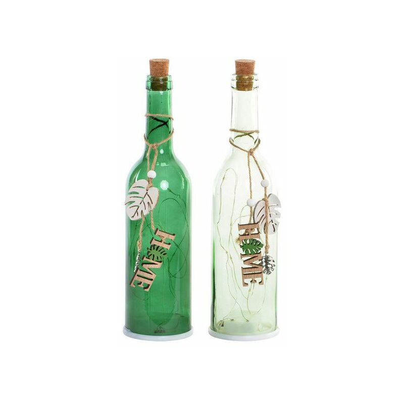 

Botella LED DKD Home Decor Madera Cristal Cuerda Tropical (7 x 30 cm) (2 pcs)