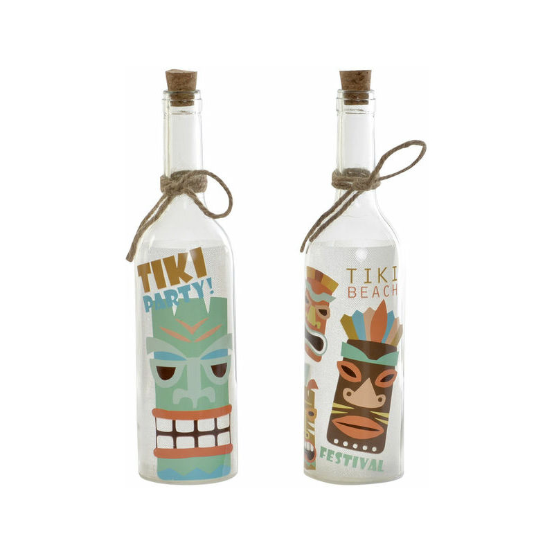 

Botella LED DKD Home Decor Tiki Cristal Cuerda (2 pcs) (7.5 x 7.5 x 29 cm)