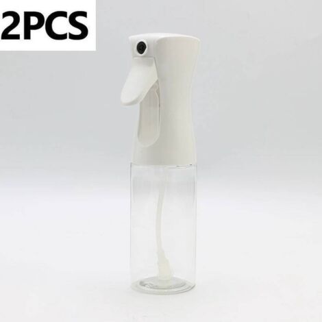 Botella pulverizadora de plástico de 300 ml para aceitera, pulverizador de niebla de agua continuo, recargable, de niebla fina, para cocina, jardinería y limpieza (blanco transparente).