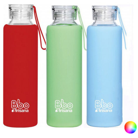 Botella reutilizable Bbo Irisana de borosilicato con funda de neopreno 550 ml Roja