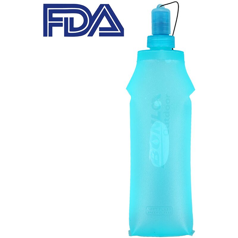 

Botella TPU flexible plegable Frasco Deportes Agua Comun de excursion que acampa plegable de la bebida de la botella El agua bolsa de agua, azul, 500