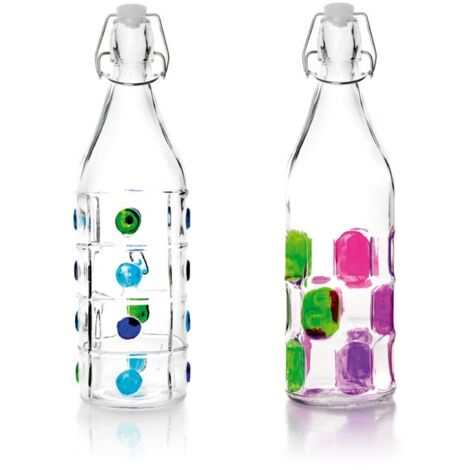BOTELLA VIDRIO DECORADA - 1 L