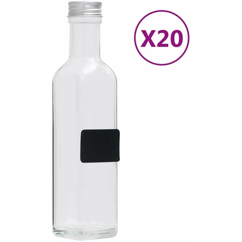 

Botellas de vidrio con tapon de rosca 20 uds cuadradas 250 ml
