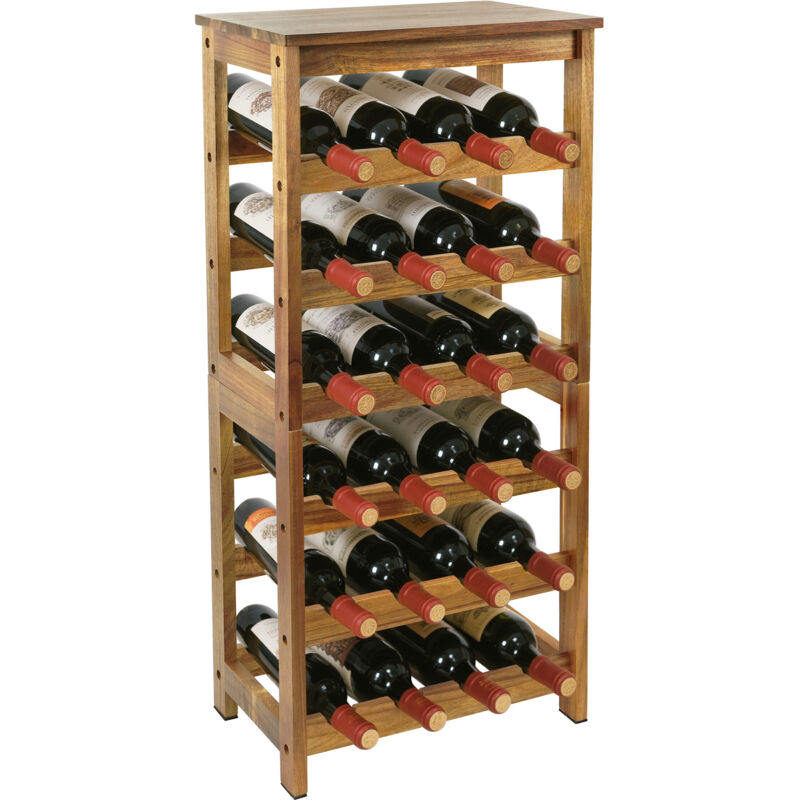 Relaxdays botellero, 24 botellas, madera de acacia, 82 x 36 x 24 cm (Al x An x Fondo), para vino tinto y blanco, natural
