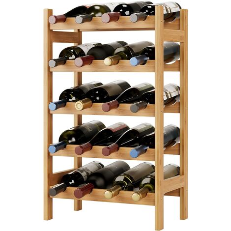 Deuba Botellero de madera de acacia portabotellas para 12 botellas de vino vinoteca Marrón estantería rústico 90x50x30cm 