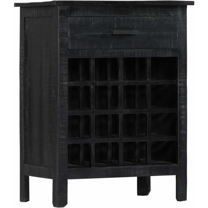 

Botellero de madera de mango maciza negro 56x35x75 cm