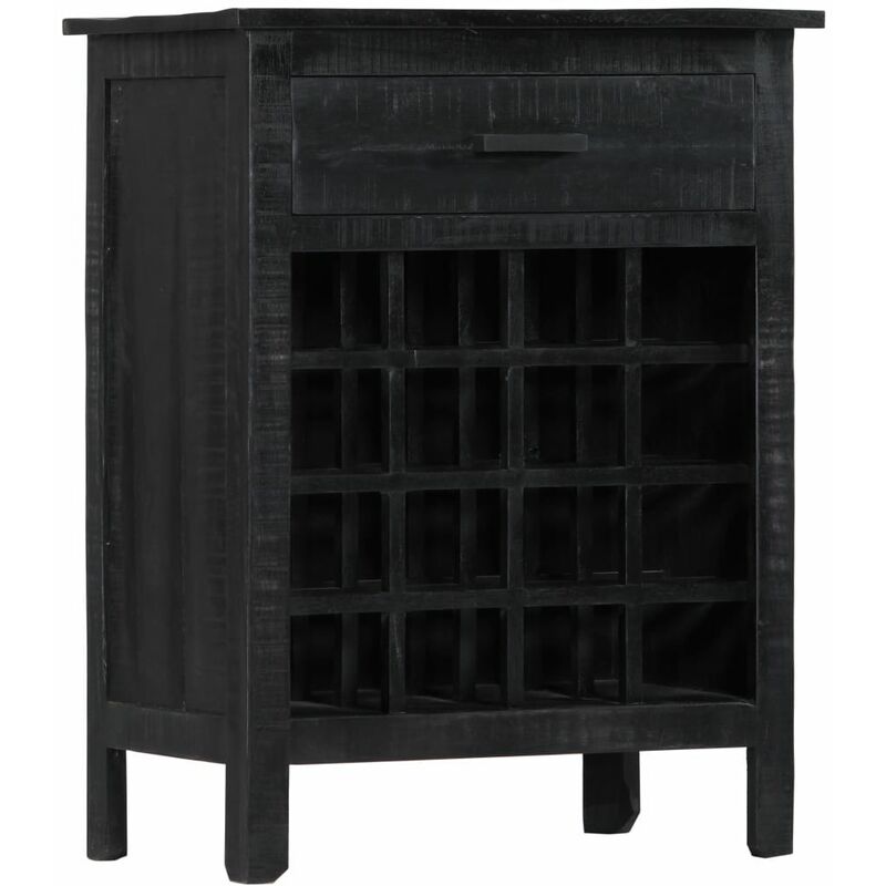 

Botellero de madera de mango maciza negro 56x35x75 cm