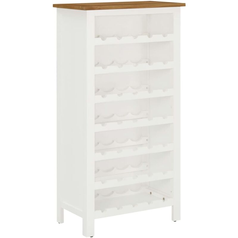 

Botellero de madera maciza de roble 56x32x110 cm - Blanco - Vidaxl
