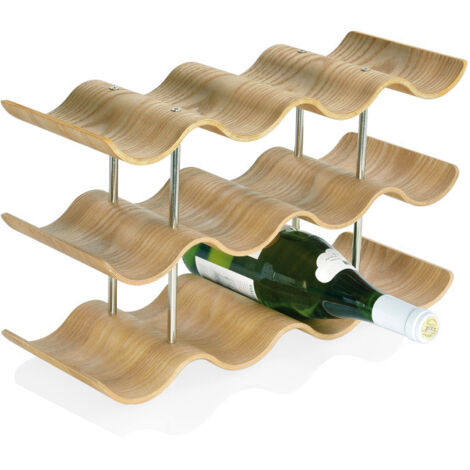 Botellero de madera sauce y metal para 12 botellas