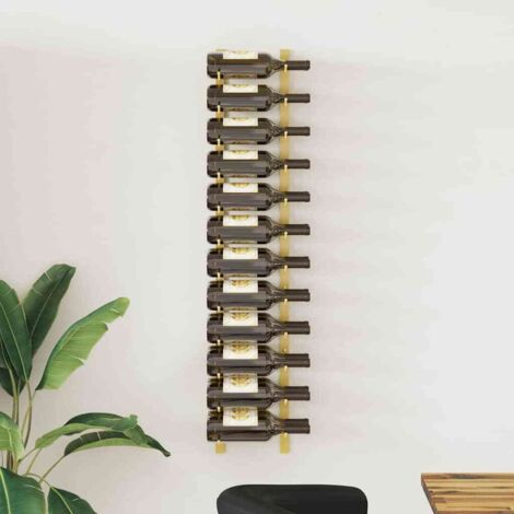 Botellero de pared para 24 botellas hierro dorado