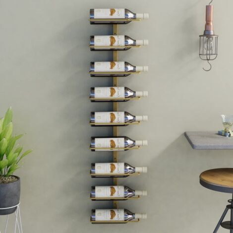 Botellero de pared para 9 botellas hierro dorado vidaXL