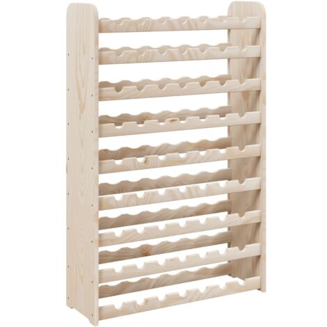 Botellero estante de almacenamiento para hasta 63 botellas de vino 72,5 x 25 x 111,5 cm madera de pino DEC024362