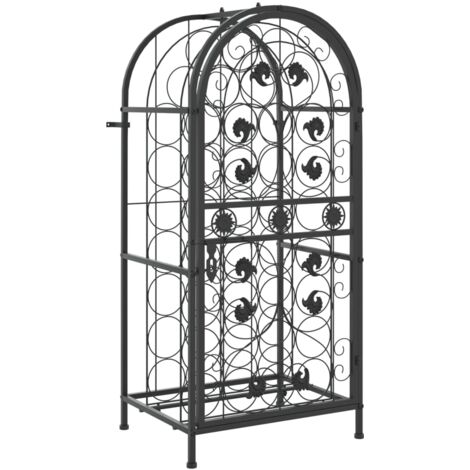 Botellero estante para guardar vino 33 botellas 45 x 36 x 100 cm hierro forjado negro DEC024267