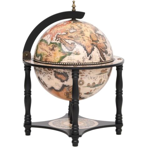 Botellero globo terráqueo madera maciza eucalipto negro