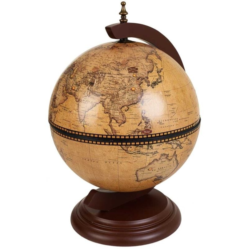 Wanderlust Deco - Botellero globo terráqueo marrón 38x33x48