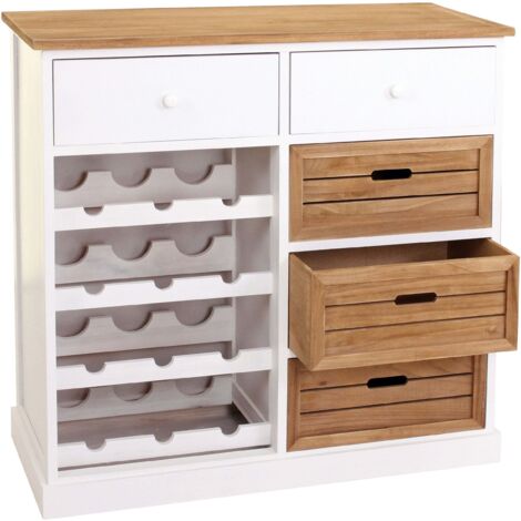Botellero HHG-307, cómoda botellero para 12 botellas con cajones, casa de campo 86x87x37cm