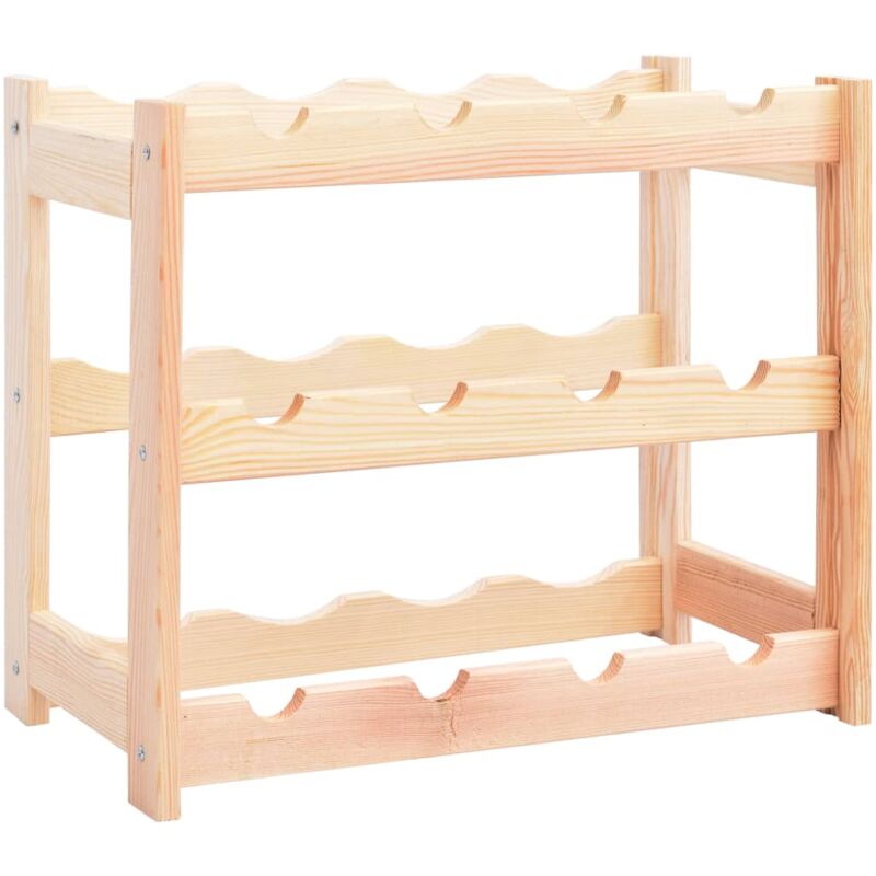 

vidaXL Botellero para 12 botellas de madera de pino - Beige