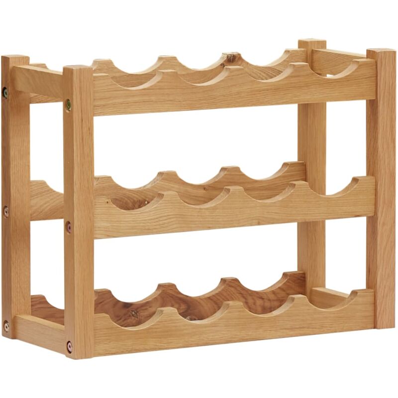 

vidaXL Botellero para 12 botellas madera maciza de roble 47x21x36 cm - Marrón